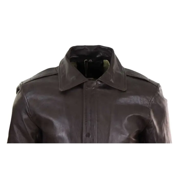 Mens Real Leather Aviator Bomber Jacket Removable Fur Collar Pilot Flying Jacket - Image 5