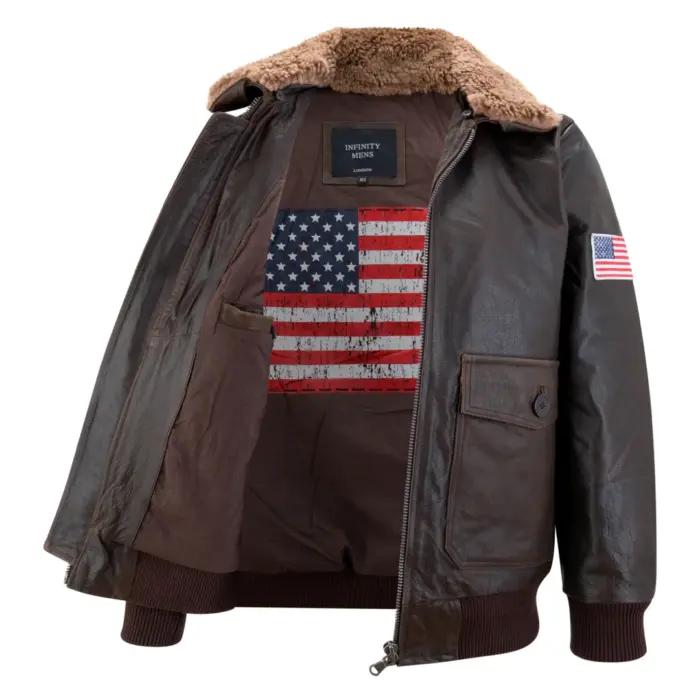 Mens Real Leather US Aviator Air Force Pilot Flying Bomber Jacket - Image 10