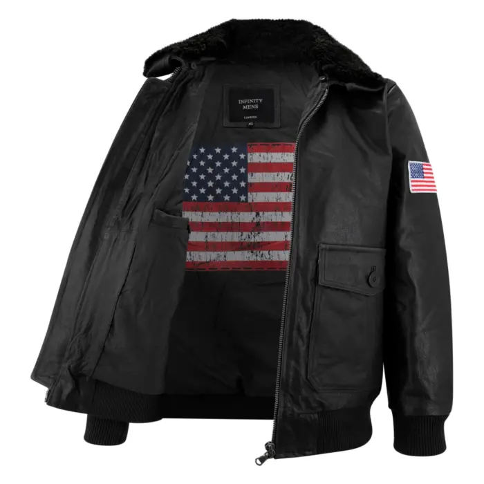Mens Real Leather US Aviator Air Force Pilot Flying Bomber Jacket - Image 3