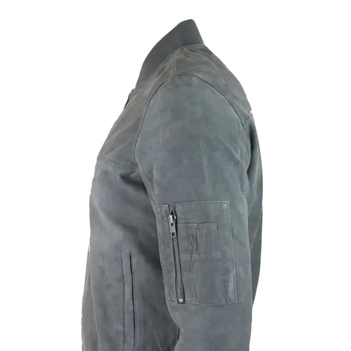 Mens Genuine Suede Bomber Jacket Leather Casual Varsity VIntage Smart Casual - Image 10