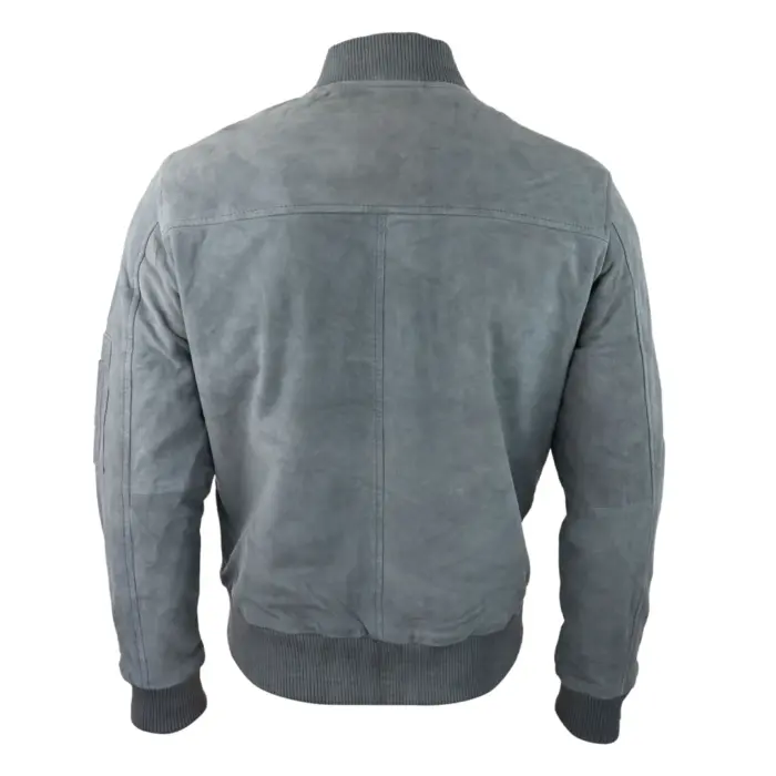 Mens Genuine Suede Bomber Jacket Leather Casual Varsity VIntage Smart Casual - Image 9