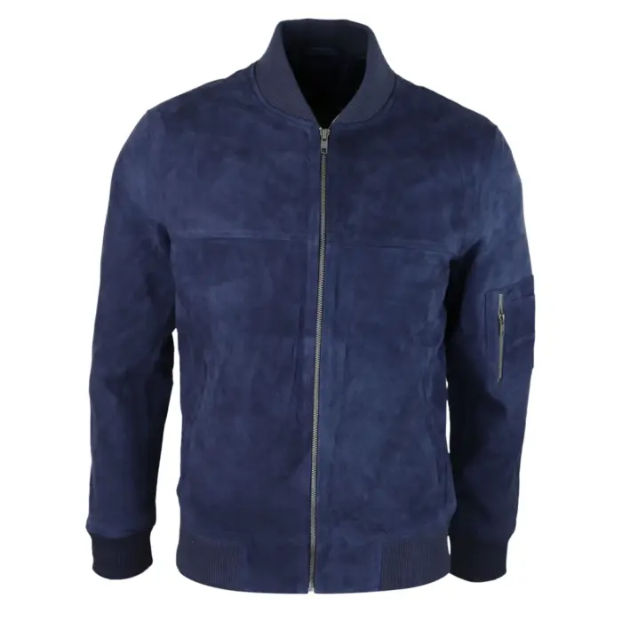 Mens Genuine Suede Bomber Jacket Leather Casual Varsity VIntage Smart Casual - Image 14
