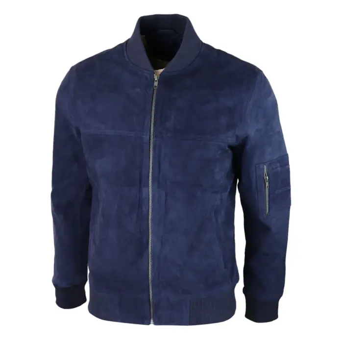Mens Genuine Suede Bomber Jacket Leather Casual Varsity VIntage Smart Casual - Image 19