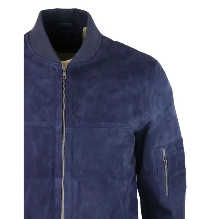 Mens Genuine Suede Bomber Jacket Leather Casual Varsity VIntage Smart Casual - Image 18