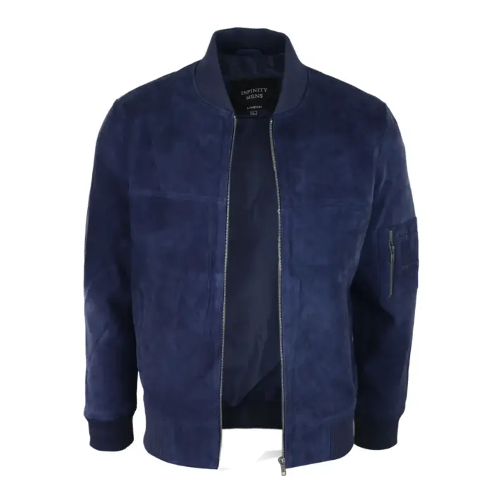 Mens Genuine Suede Bomber Jacket Leather Casual Varsity VIntage Smart Casual - Image 17