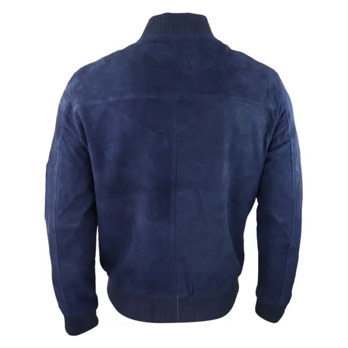 Mens Genuine Suede Bomber Jacket Leather Casual Varsity VIntage Smart Casual - Image 16