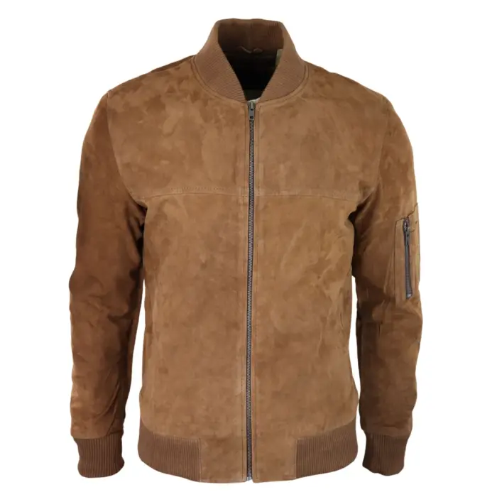 Mens Genuine Suede Bomber Jacket Leather Casual Varsity VIntage Smart Casual - Image 20