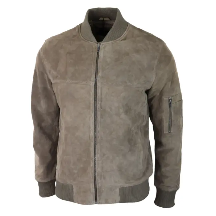 Mens Genuine Suede Bomber Jacket Leather Casual Varsity VIntage Smart Casual - Image 6