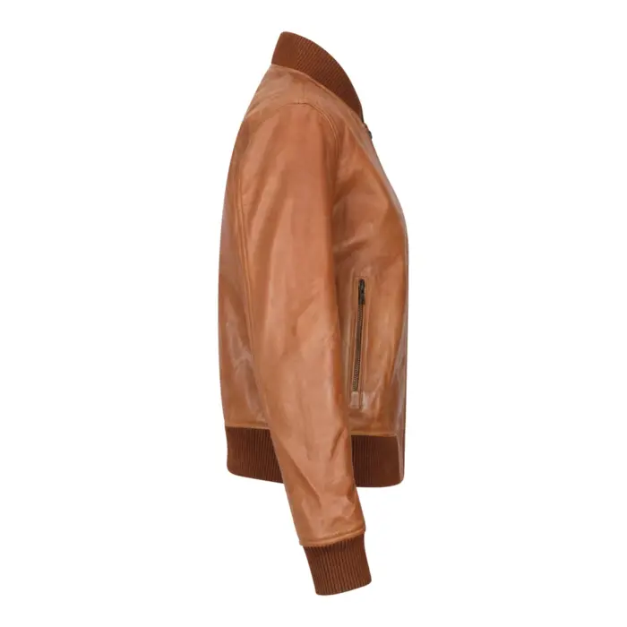 Womens Genuine Leather Bomber Jacket Real Leather Casual Varsity Vintage Casual - Image 10