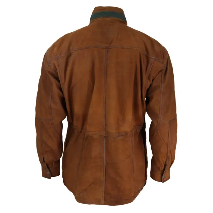Mens Suede Genuine Safari Jacket Hunting Duffle Parka 3/4 Coat Classic Leather - Image 8