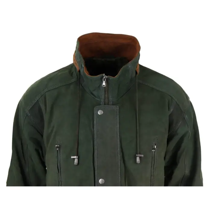 Mens Suede Genuine Safari Jacket Hunting Duffle Parka 3/4 Coat Classic Leather - Image 6