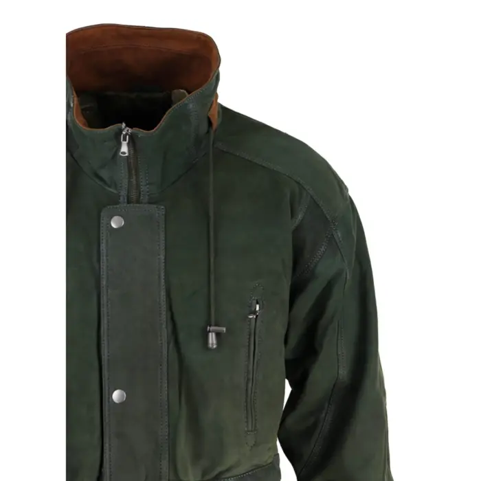 Mens Suede Genuine Safari Jacket Hunting Duffle Parka 3/4 Coat Classic Leather - Image 5
