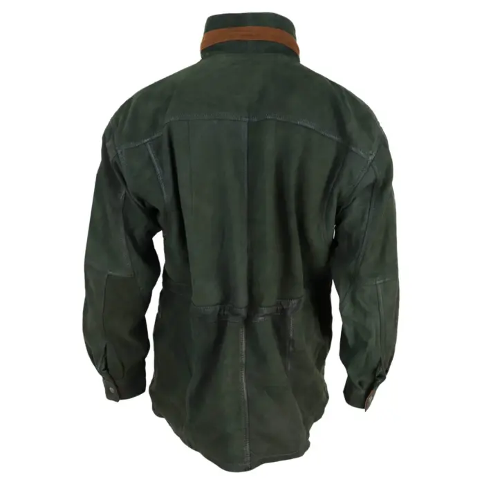 Mens Suede Genuine Safari Jacket Hunting Duffle Parka 3/4 Coat Classic Leather - Image 3
