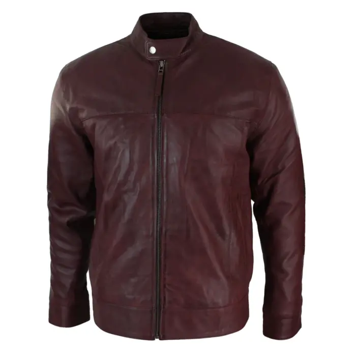 Mens Real Suede Leather Classic Zip Jacket Camel Turn Down Collar Vintage Retro - Image 10