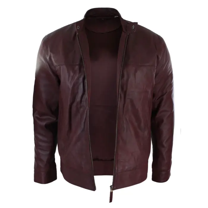 Mens Real Suede Leather Classic Zip Jacket Camel Turn Down Collar Vintage Retro - Image 8