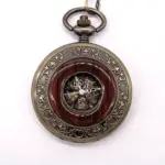 Mechanical Skeleton Half Hunter Vintage Wooden Pocket Watch