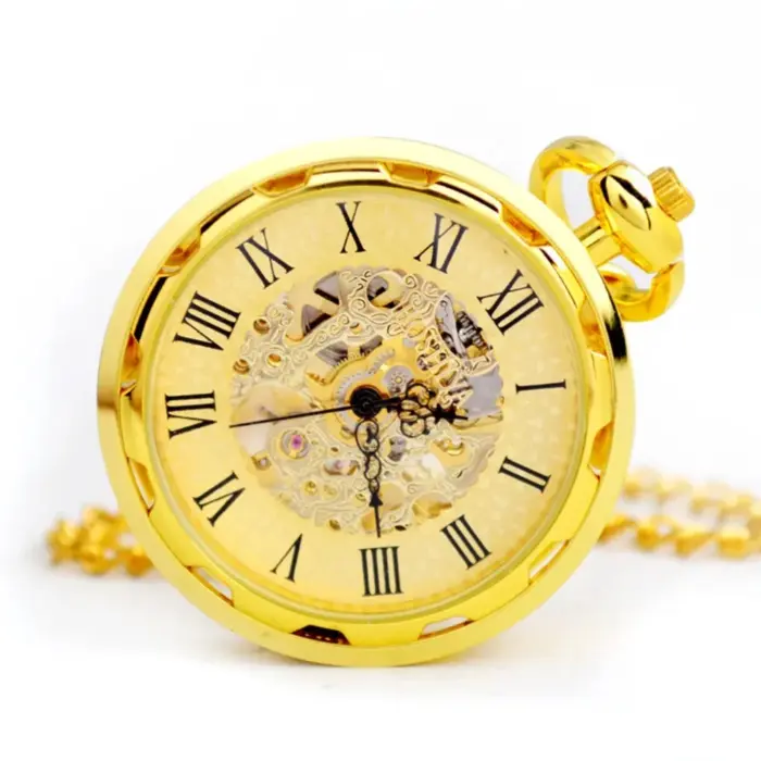 Mechanical Skeleton Open Face Pocket Watch - Image 1