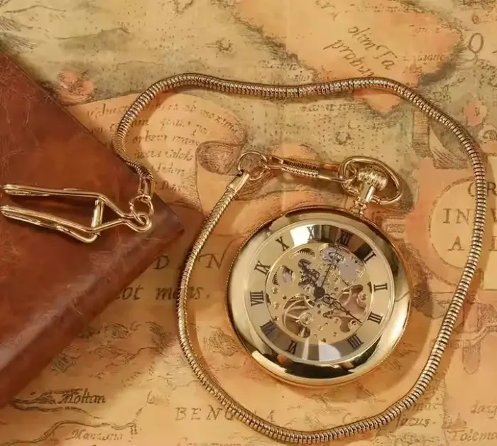 Mechanical Skeleton Open Face Pocket Watch - Image 5