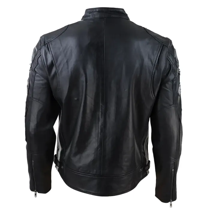 Men's Zipped Biker Leather Jacket | Infinity - Image 3