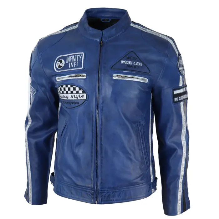Men's Zipped Biker Leather Jacket | Infinity - Image 12