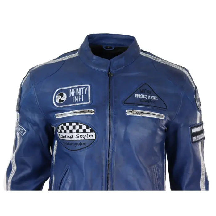 Men's Zipped Biker Leather Jacket | Infinity - Image 11