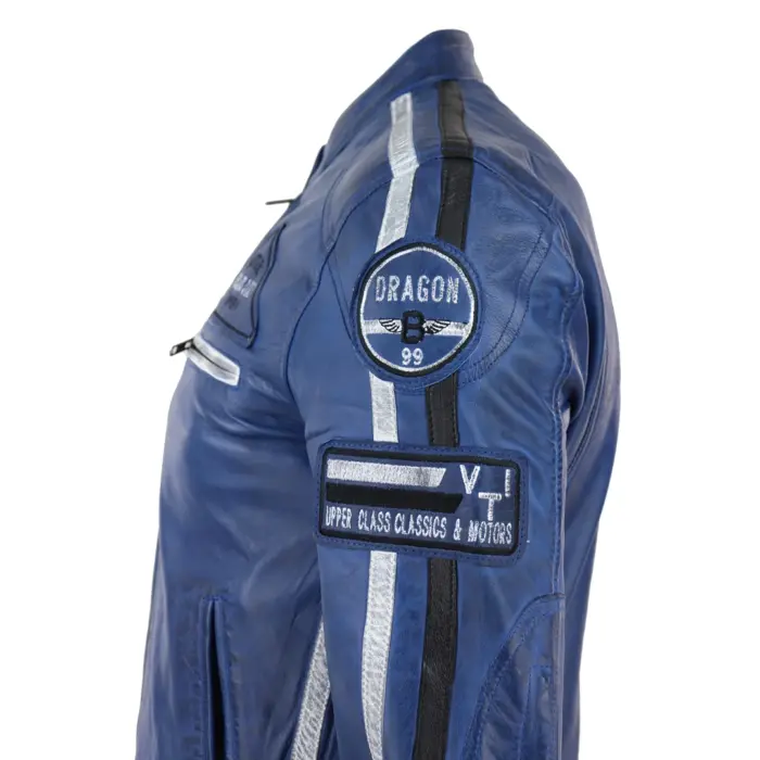 Men's Zipped Biker Leather Jacket | Infinity - Image 10