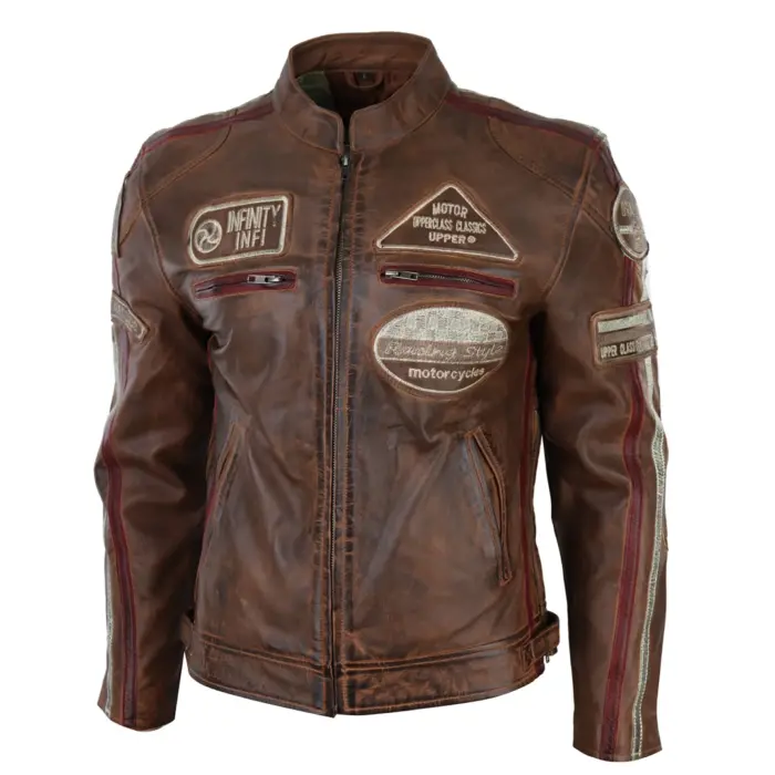 Men's Zipped Biker Leather Jacket | Infinity - Image 18