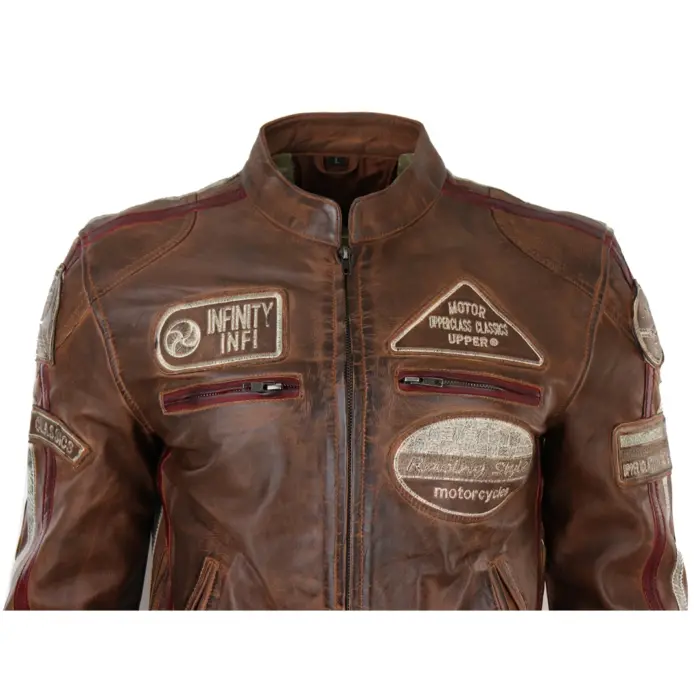 Men's Zipped Biker Leather Jacket | Infinity - Image 17