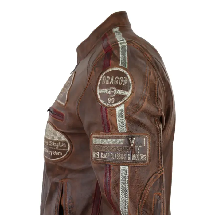 Men's Zipped Biker Leather Jacket | Infinity - Image 16