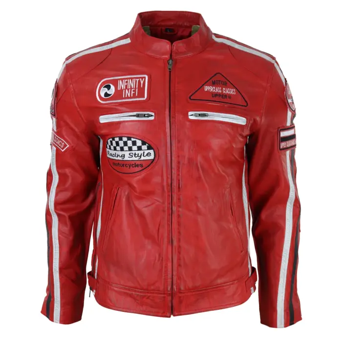 Men's Zipped Biker Leather Jacket | Infinity - Image 21