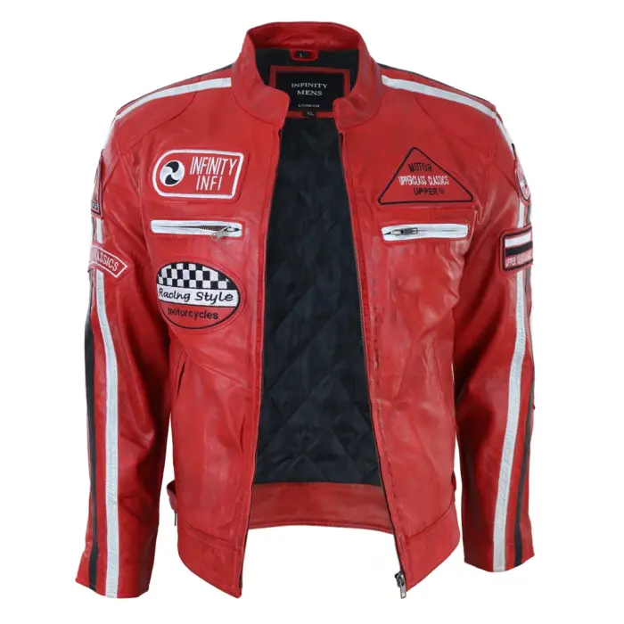 Men's Zipped Biker Leather Jacket | Infinity - Image 26