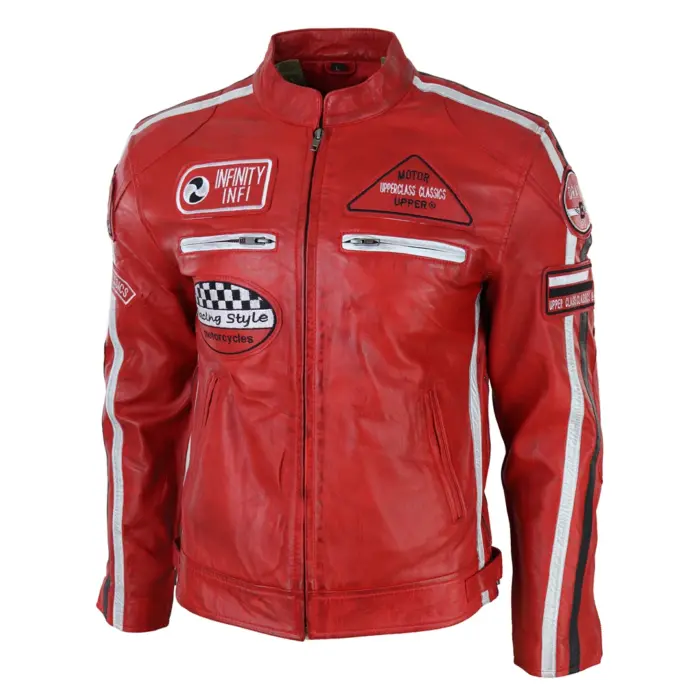 Men's Zipped Biker Leather Jacket | Infinity - Image 25
