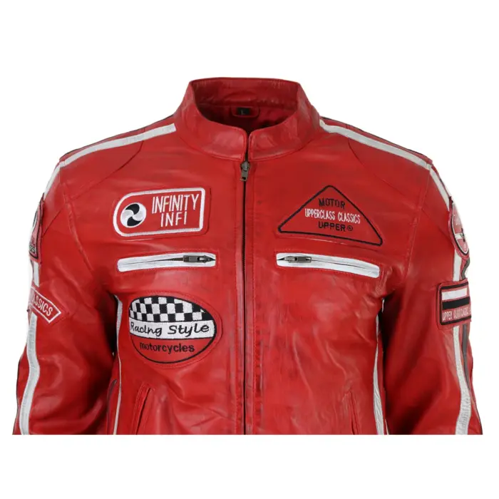 Men's Zipped Biker Leather Jacket | Infinity - Image 24