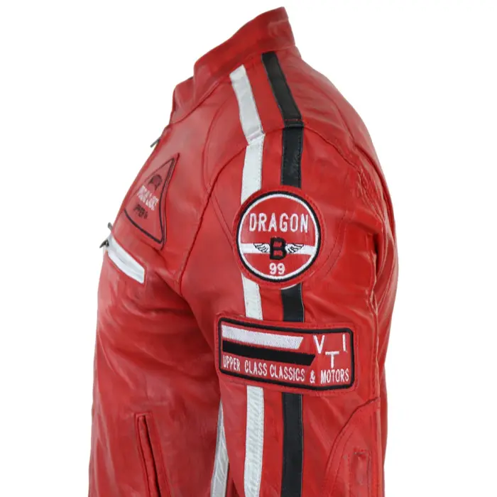 Men's Zipped Biker Leather Jacket | Infinity - Image 23