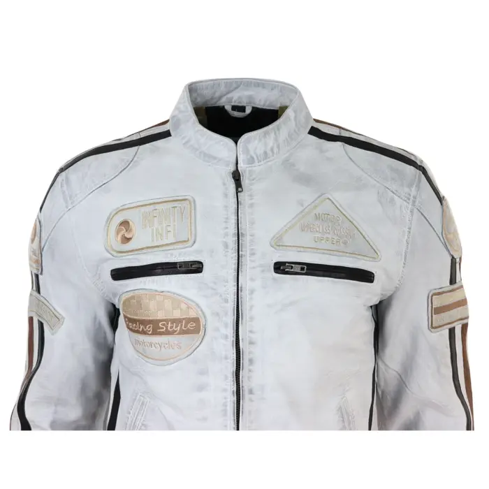 Men's Zipped Biker Leather Jacket | Infinity - Image 37