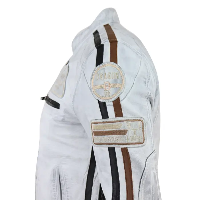 Men's Zipped Biker Leather Jacket | Infinity - Image 36