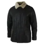 Mens Real Shearling Sheepskin 3/4 Overcoat Brown Beige Fur Warm Winter - Image 2