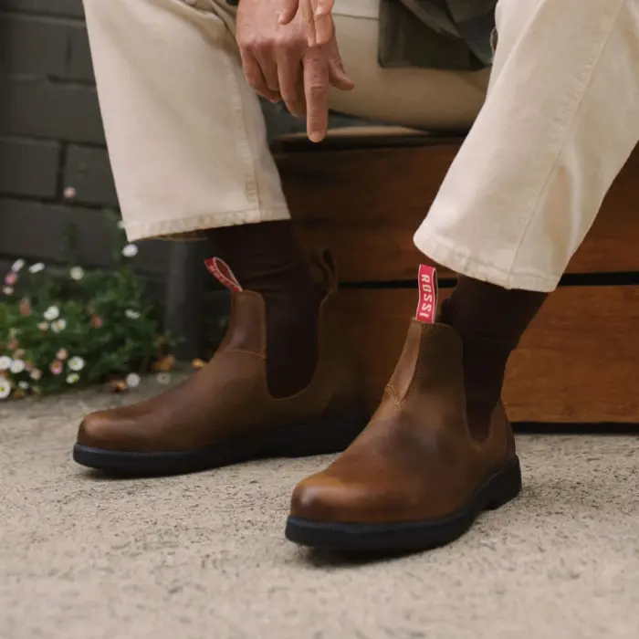 Booma 607 - Tan Brown Leather Chelsea Boots - Image 3