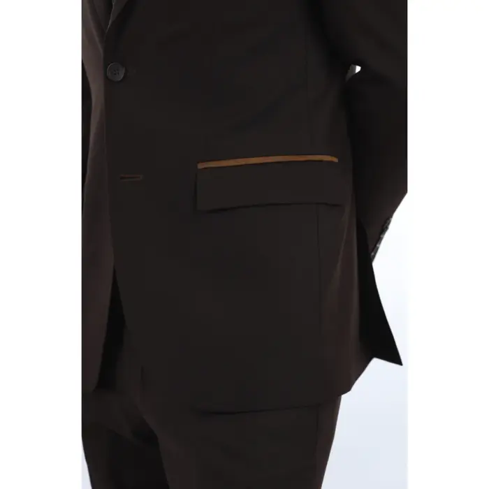 IM32 - Men's Plain Dark Brown 3 Piece Suit - Image 8