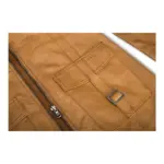 Black Tan Ladies Woman's Vintage Soft Washed Real Leather Jacket Trench Coat - Image 6