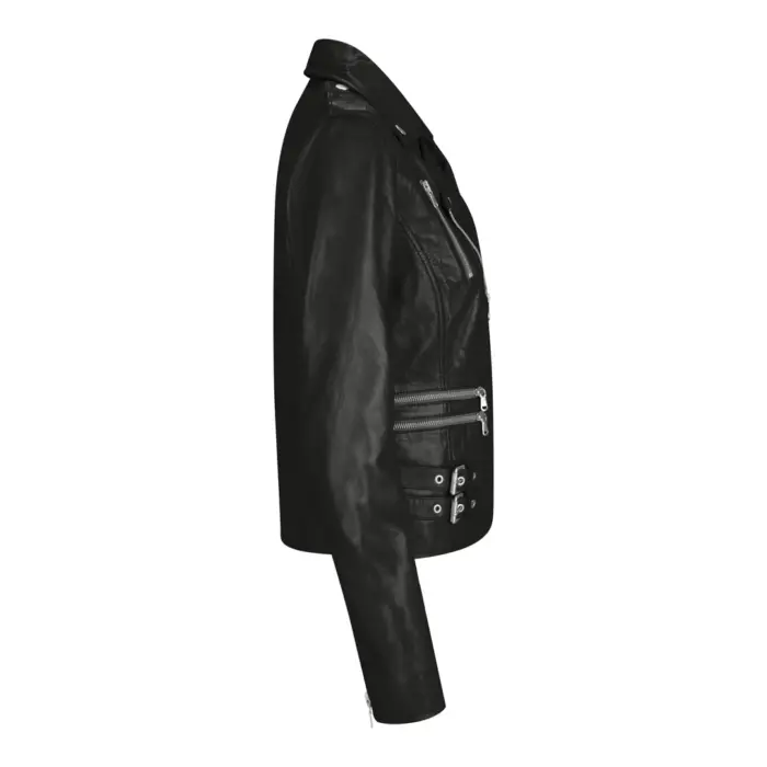 Womens Ladies Real Soft Leather Racing Style Biker Jacket - Image 2