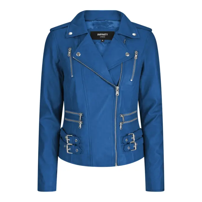 Womens Ladies Real Soft Leather Racing Style Biker Jacket - Image 9
