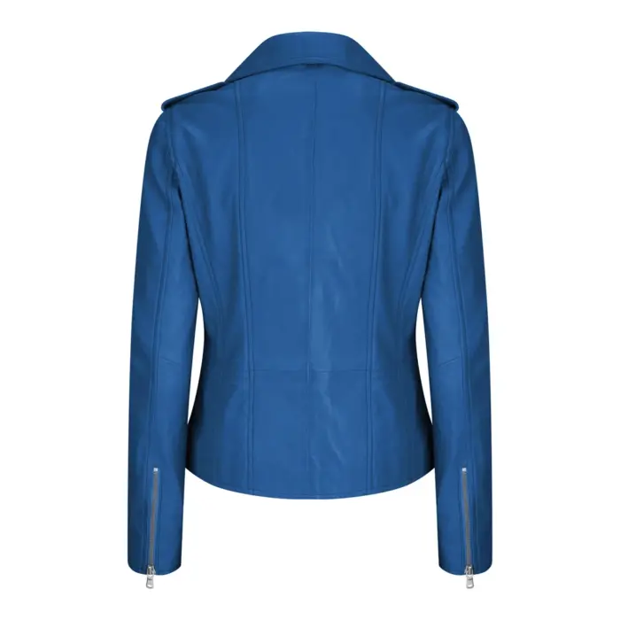 Womens Ladies Real Soft Leather Racing Style Biker Jacket - Image 11