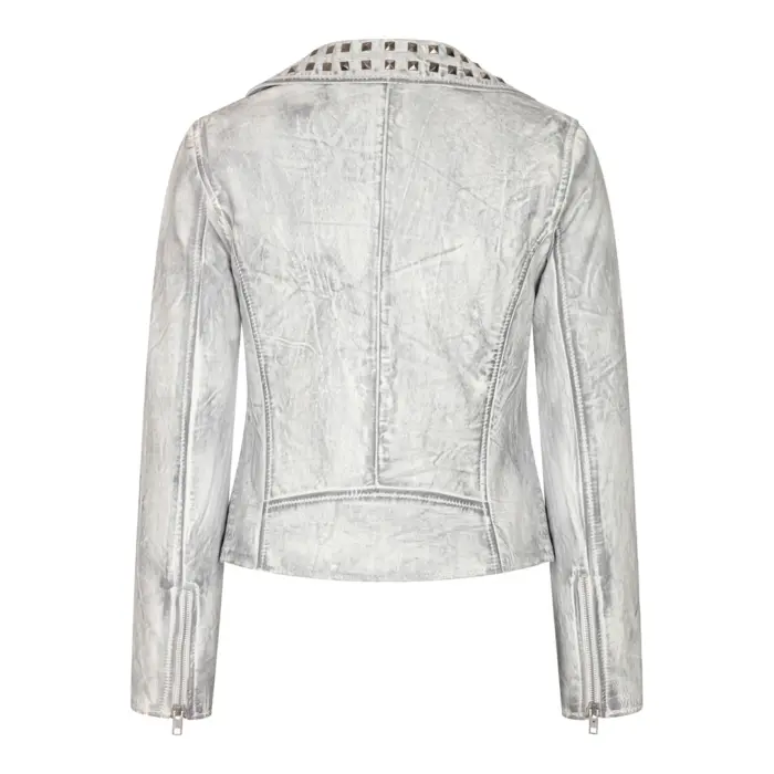Women's Leather Jacket Cross Zip Studded Moto Brando Biker Coat - Image 11