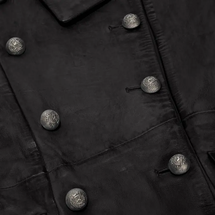 Women's Leather Jacket Tail Coat Gothic Double Breasted Trench Coat - Image 4