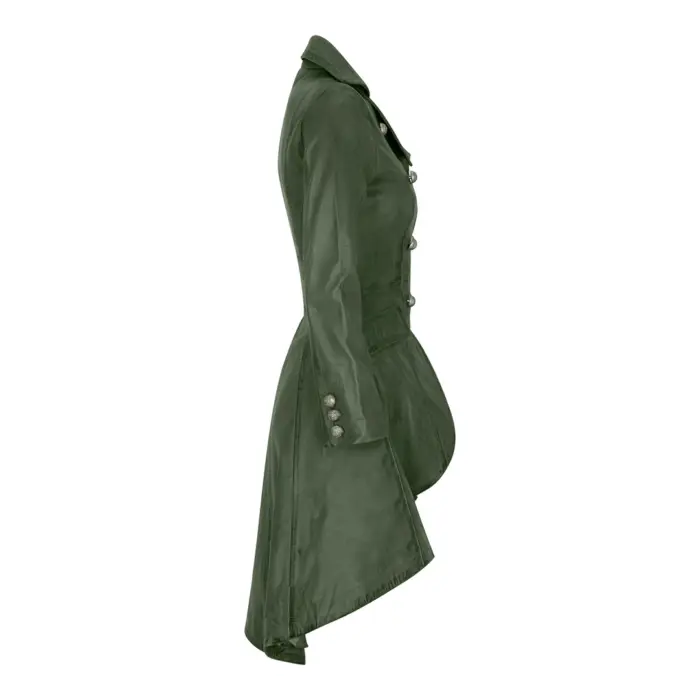 Women's Leather Jacket Tail Coat Gothic Double Breasted Trench Coat - Image 6