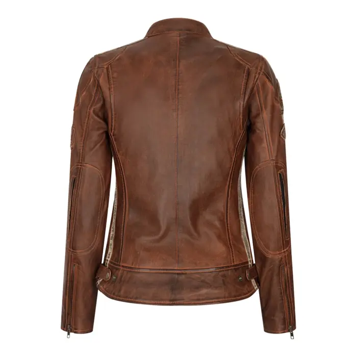 Women's Leather Motorcycle Biker Jacket - Image 11