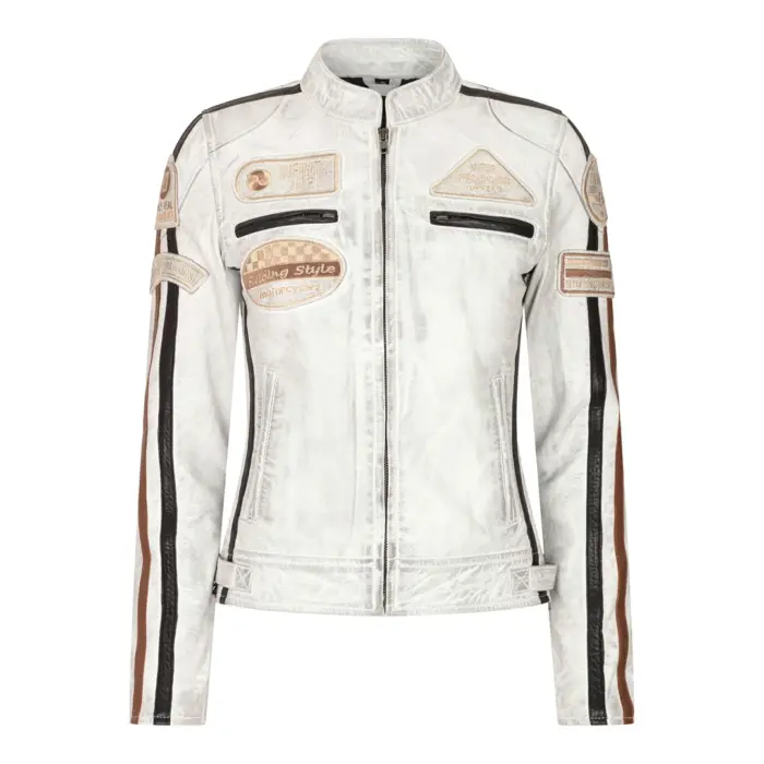 Women's Leather Motorcycle Biker Jacket - Image 13